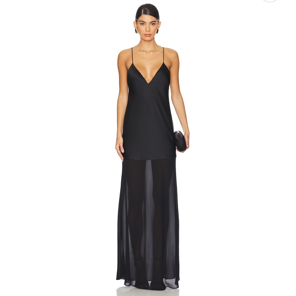 SER.O.YA Vienna Black Satin Maxi Dress S